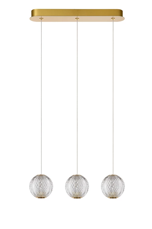 Lucide CINTRA - Hanglamp - LED Dimb. - 3x4,7W 2700K - Transparant - uitgezet